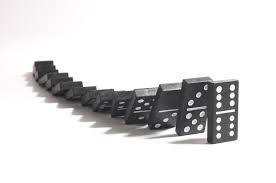 Dominoes on a white background in Asheville.